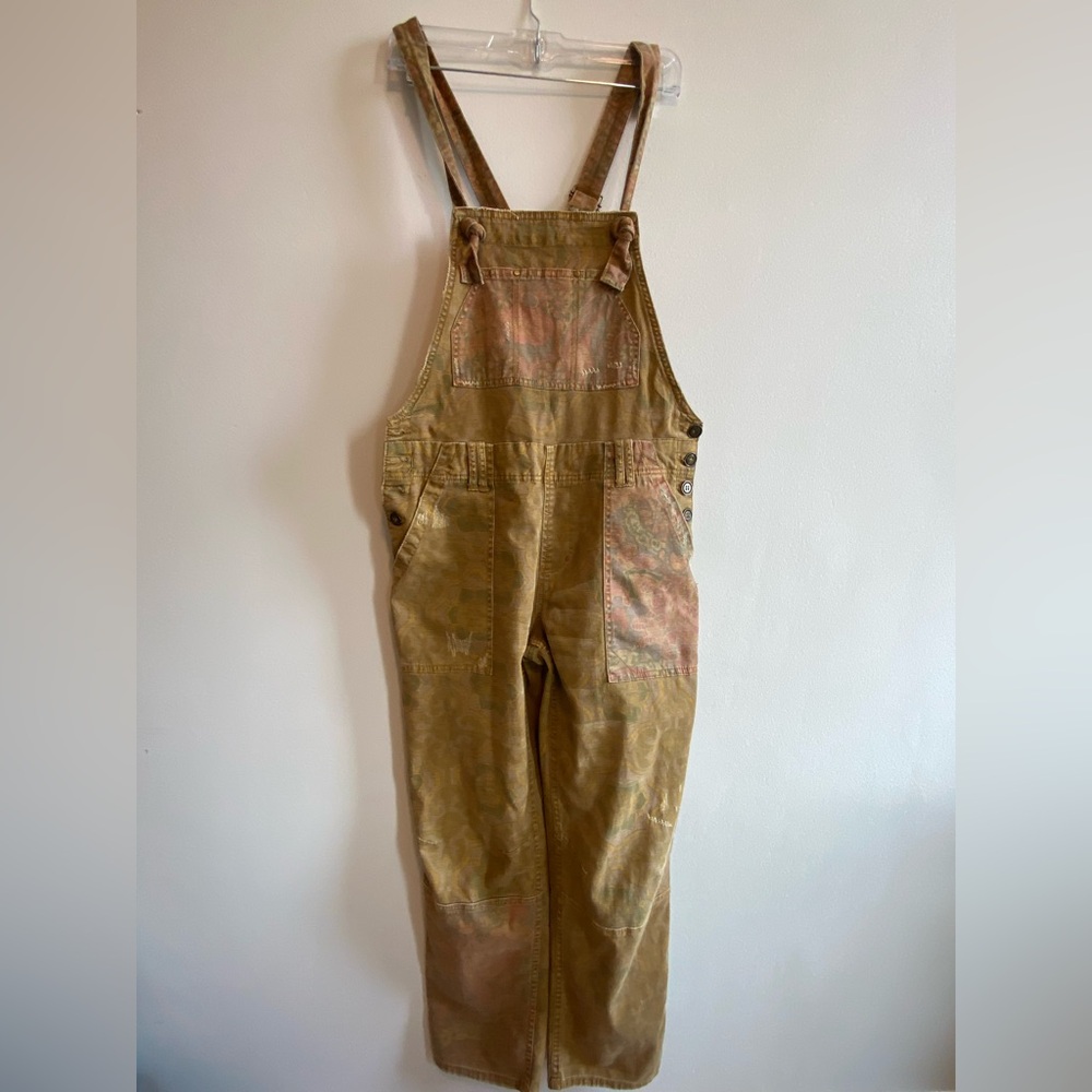 Anthropologie Pilcro Tan Patterned Overalls